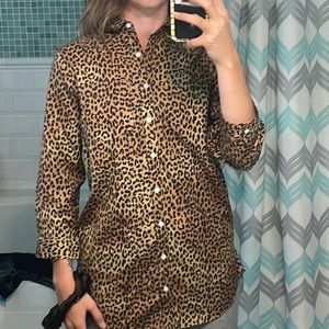Size 2 Land End cheetah print button down